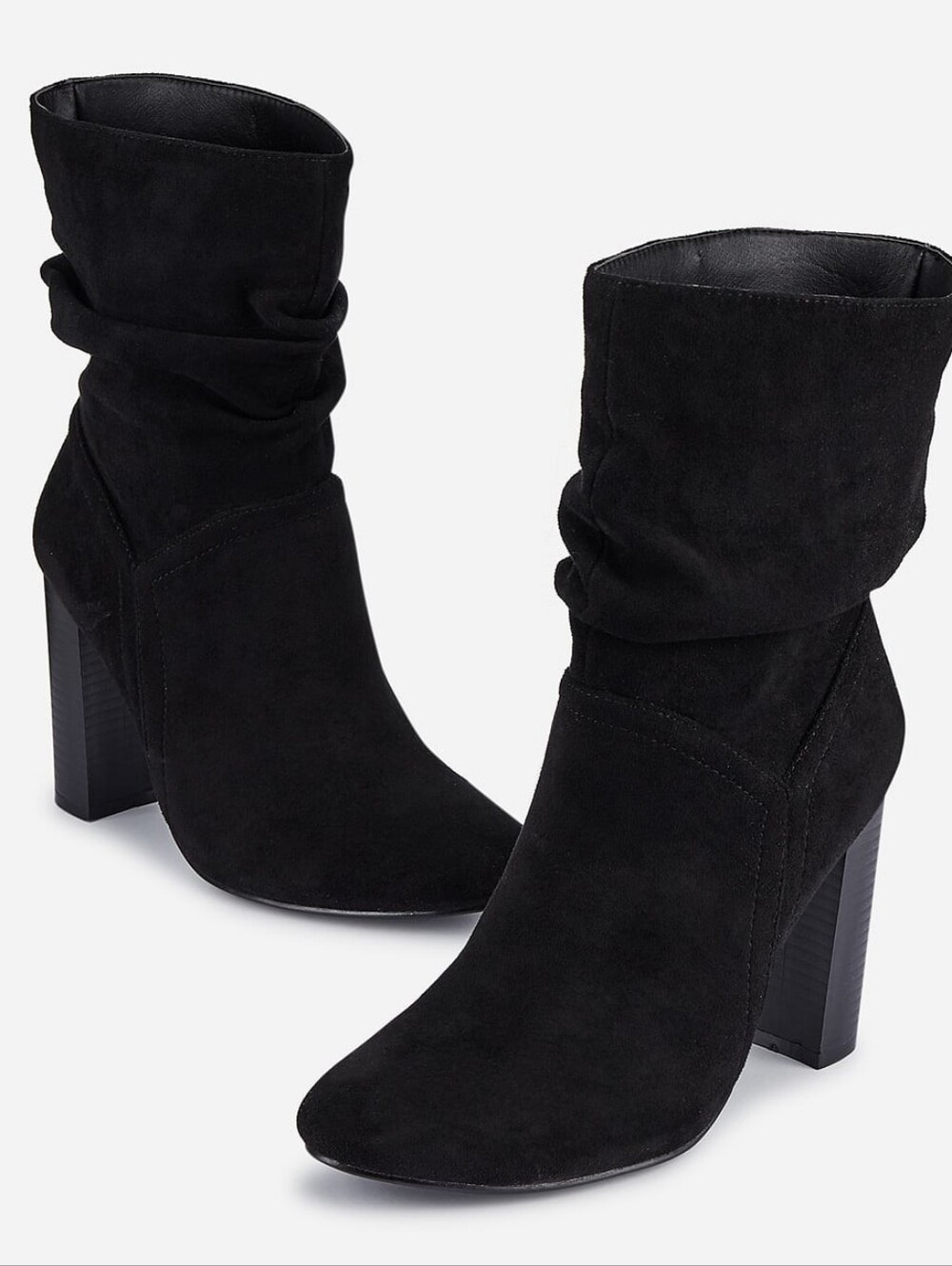 Naturalizer Hollace Black Suedette Slouch Block Heel Boots Sz 8.5 M NEW